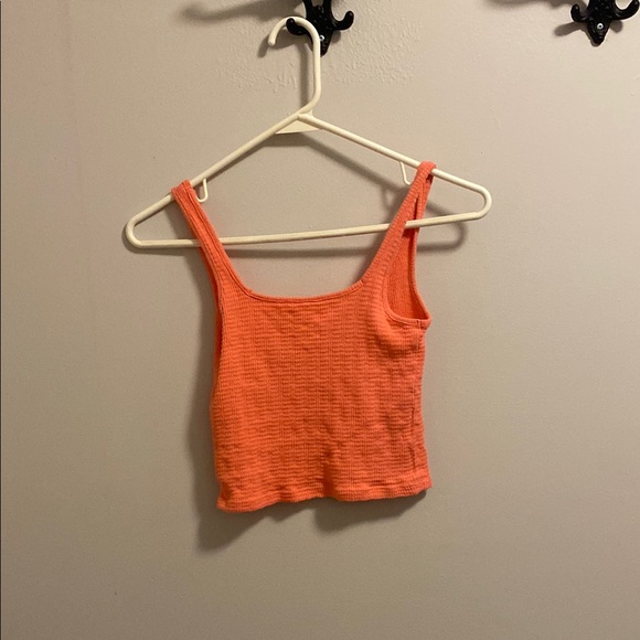 Women's Orange Ribbed Tank Top - Picture 2 of 2